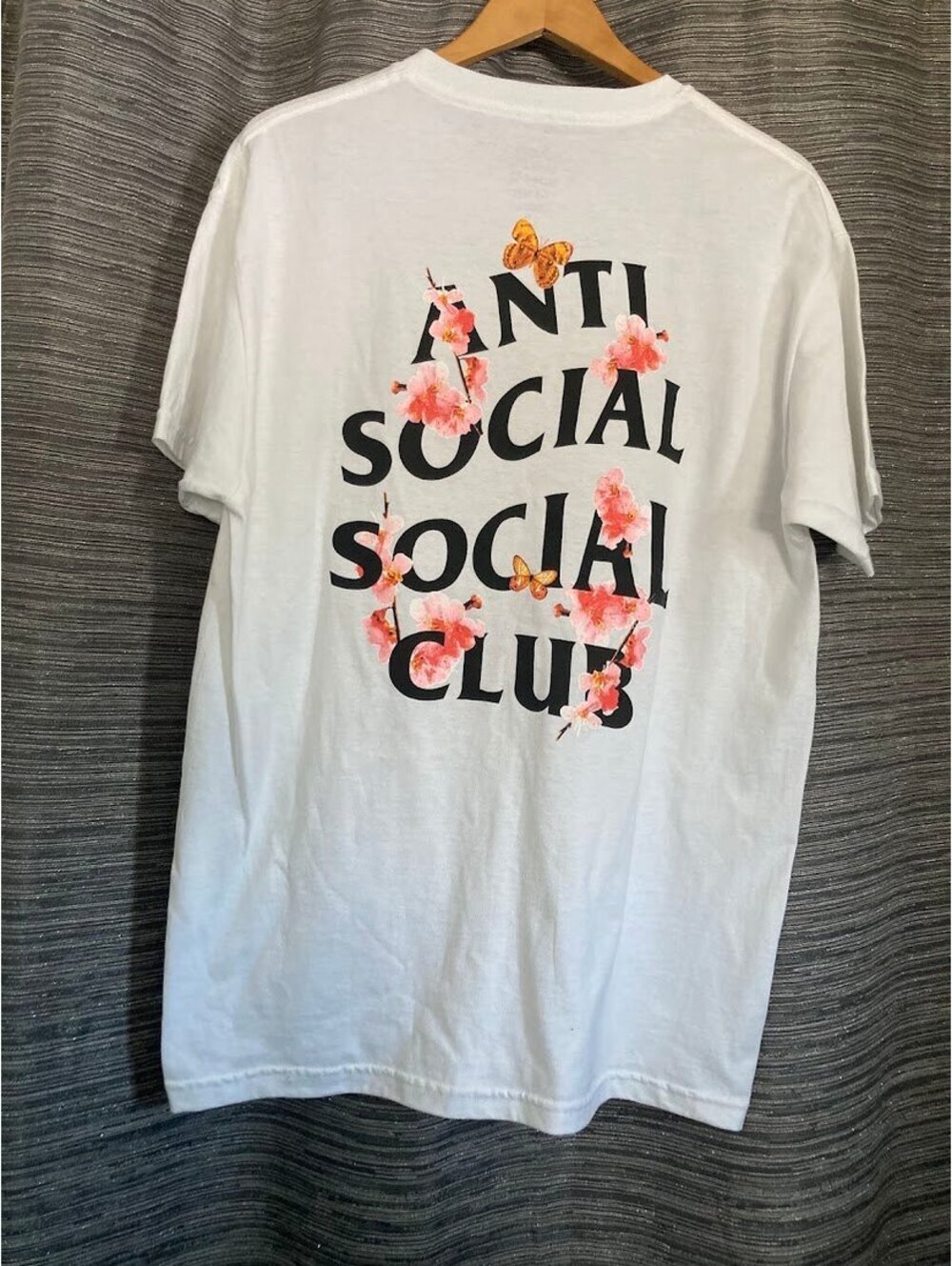 Anti Social Social Club Floral Butterfly Tee White L NWOT